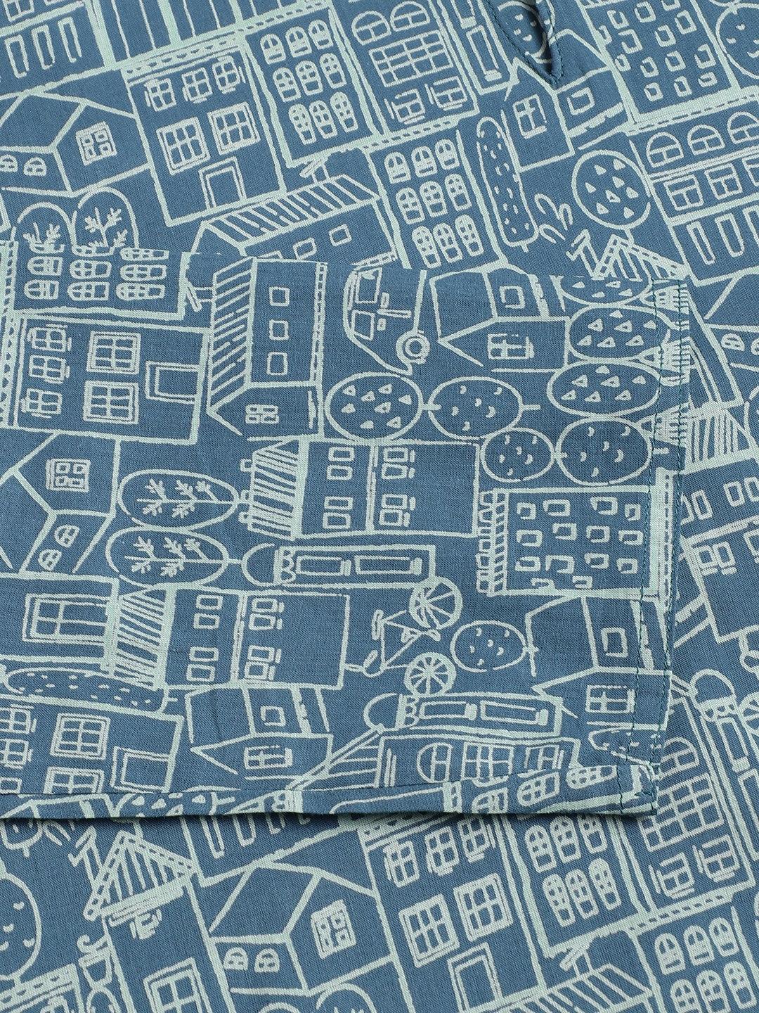  Teal Blue Printed Loungewear/Nightwear 