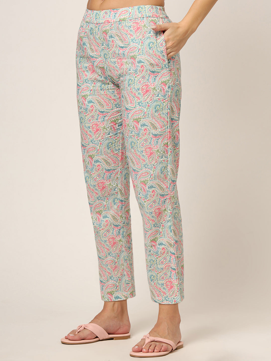 Blue Multi Floral Print Cotton Regular Fit Night Suit