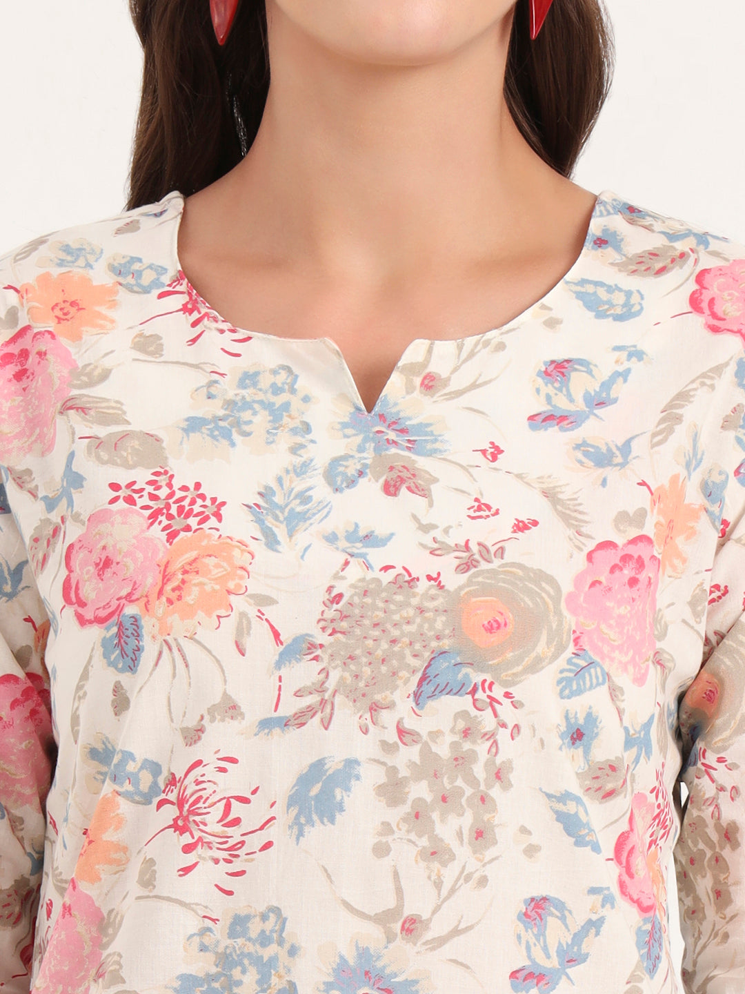 White Printed Cotton Night Suit Sets