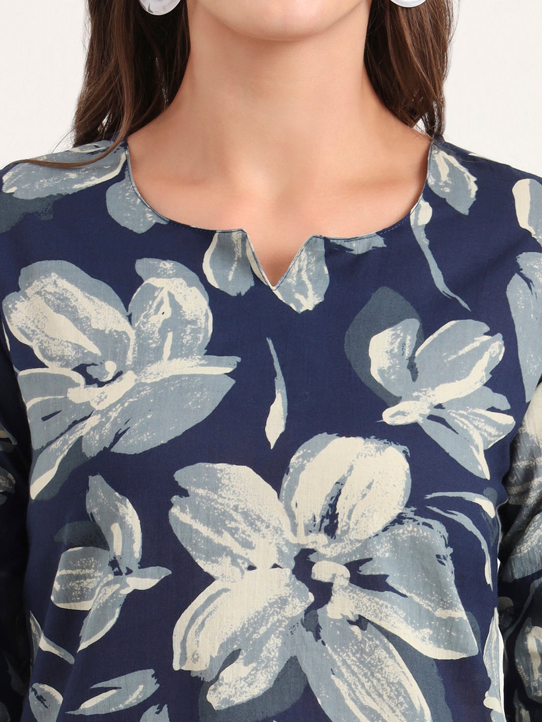Blue Printed Cotton Night Suit Sets