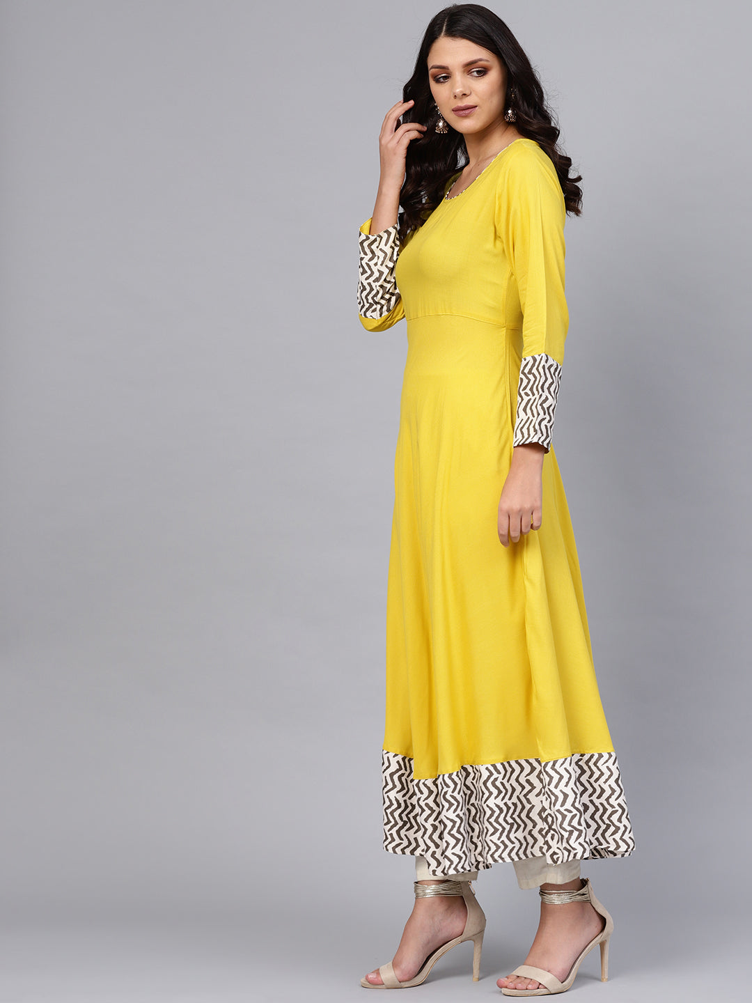 Solid Mustard Yellow Rayon Anarkali
