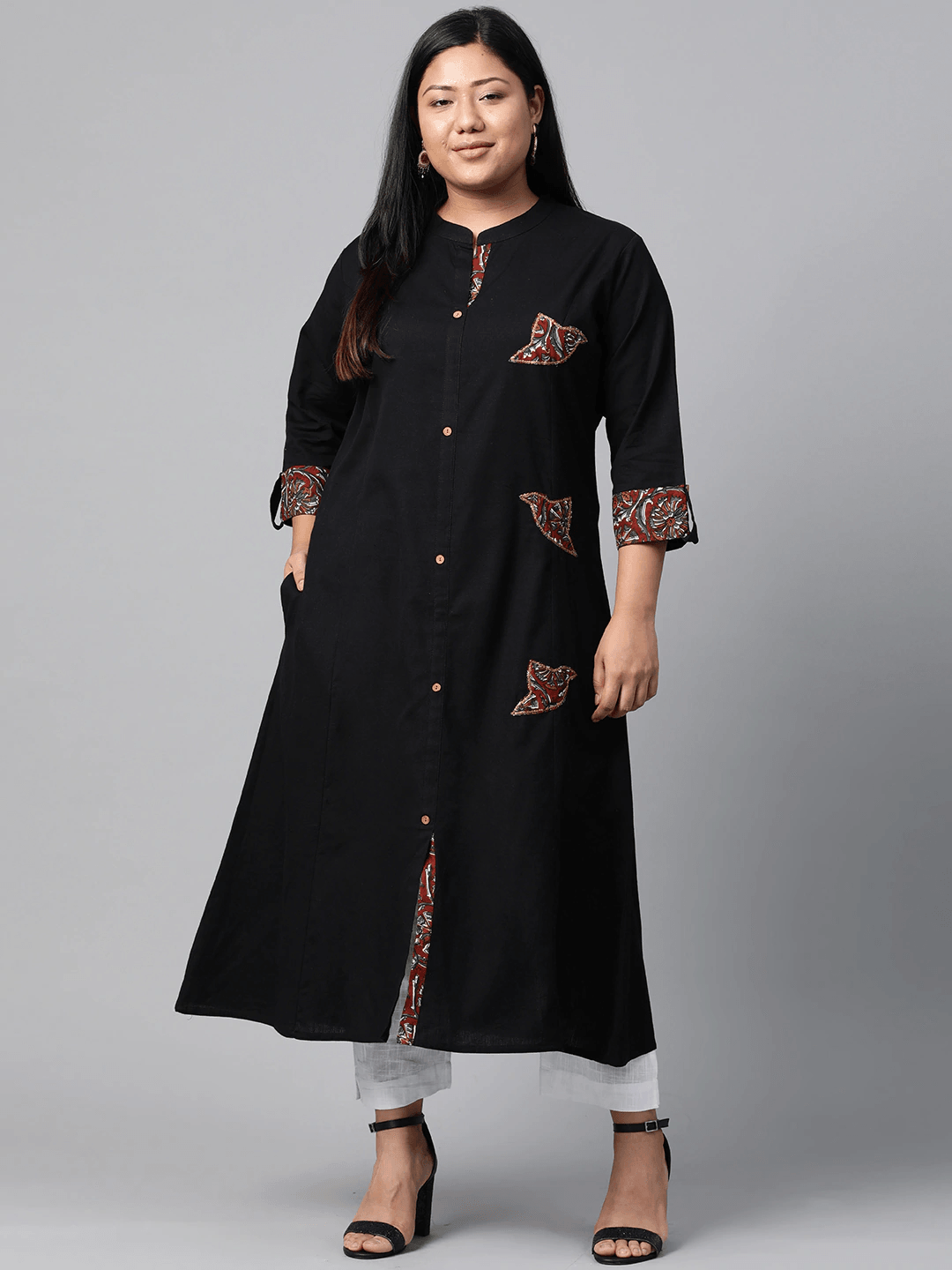 Plus SIze Sequin Work Black Kurta 