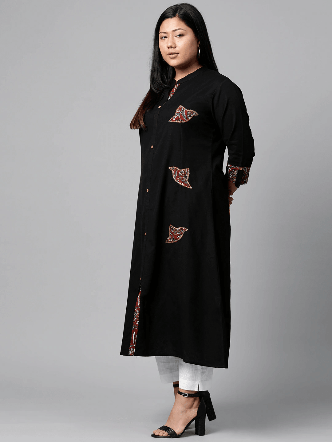 Plus SIze Sequin Work Black Kurta 