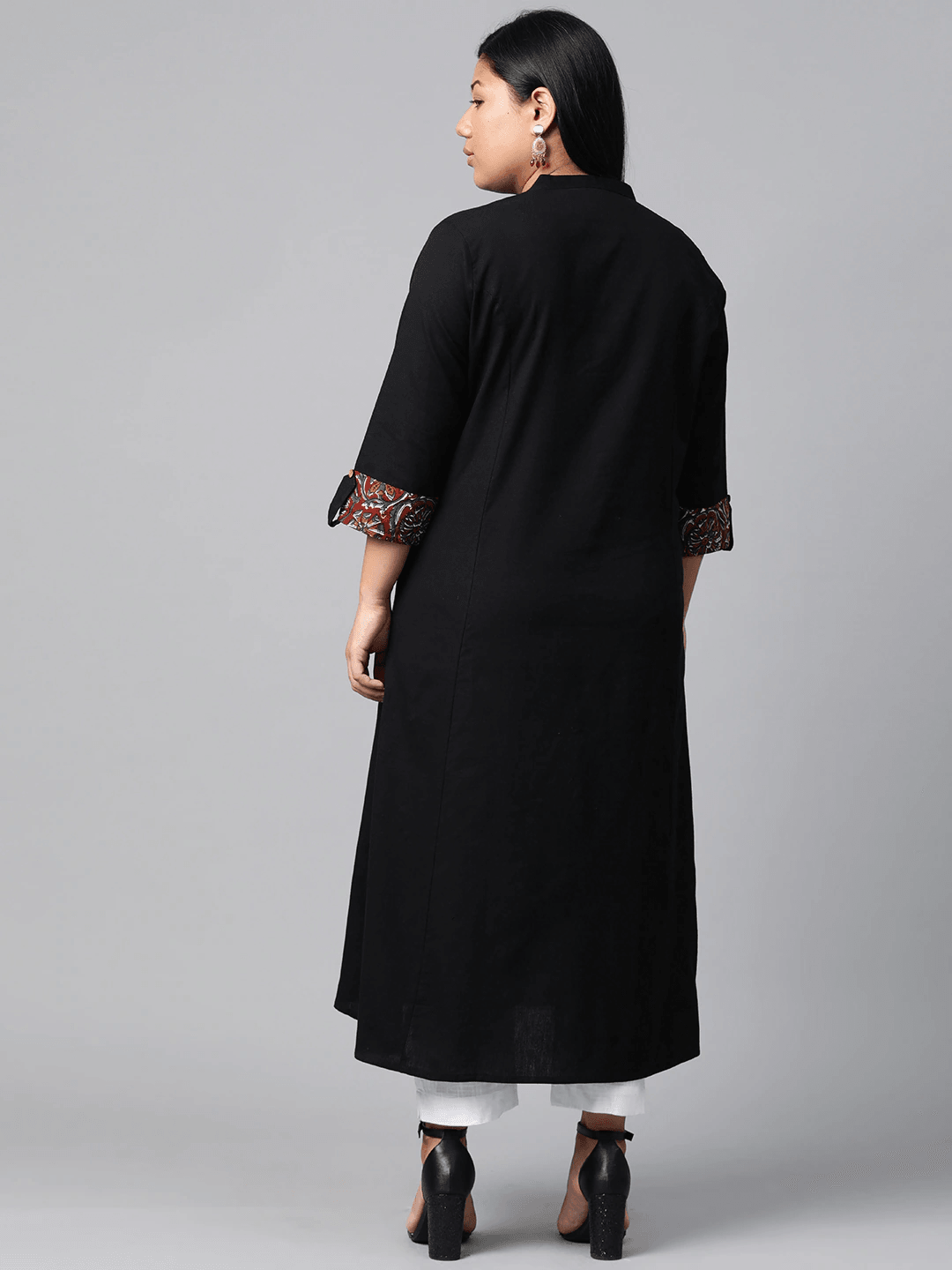 Plus SIze Sequin Work Black Kurta 