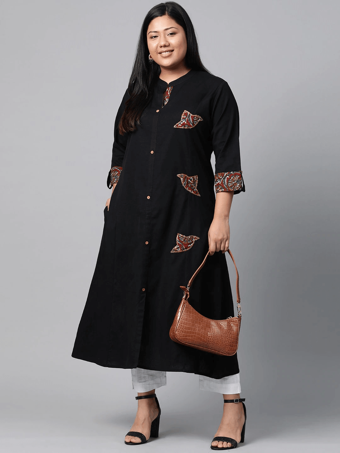 Plus SIze Sequin Work Black Kurta 