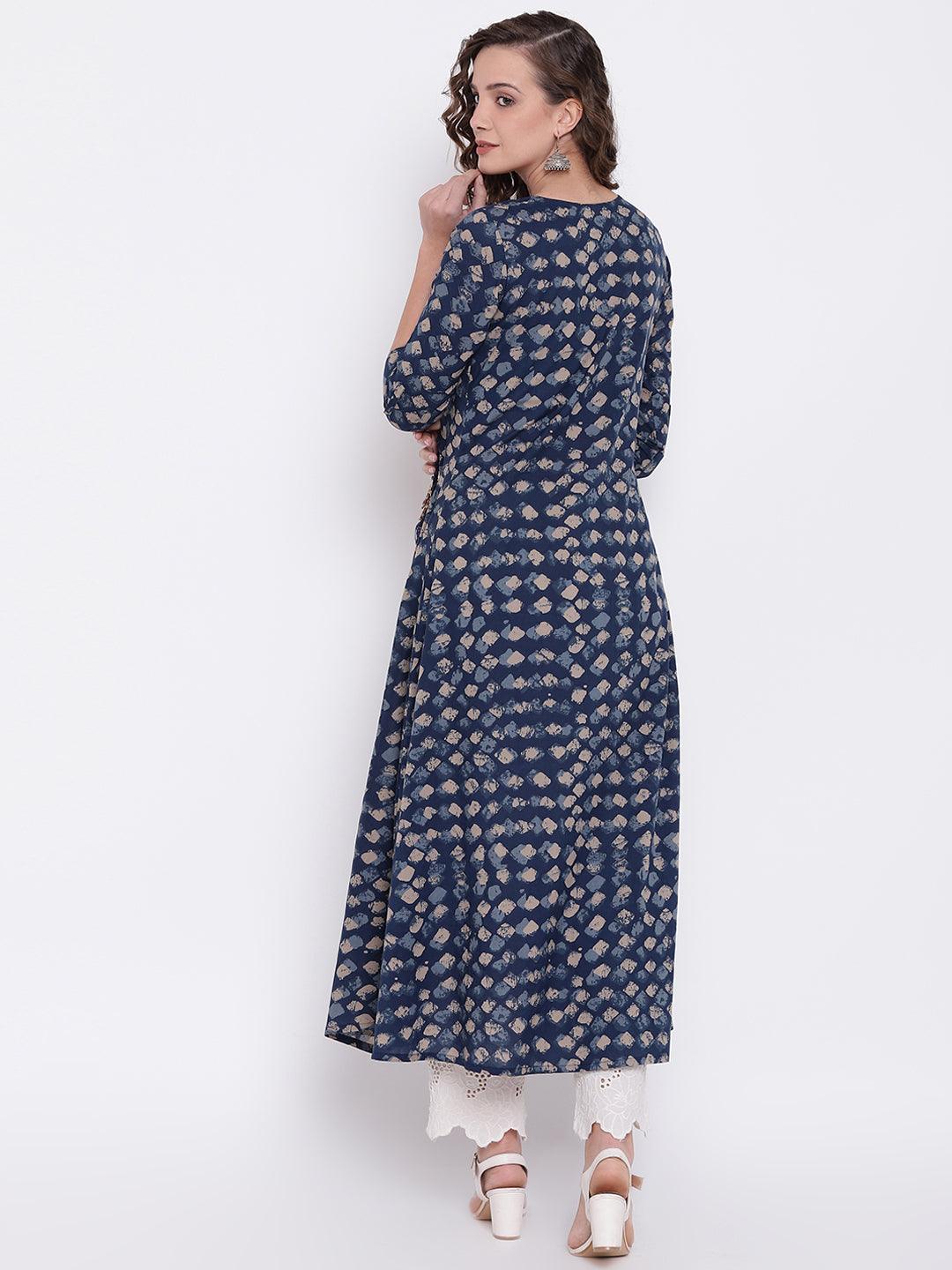  Indigo A Line Cotton Kurta 