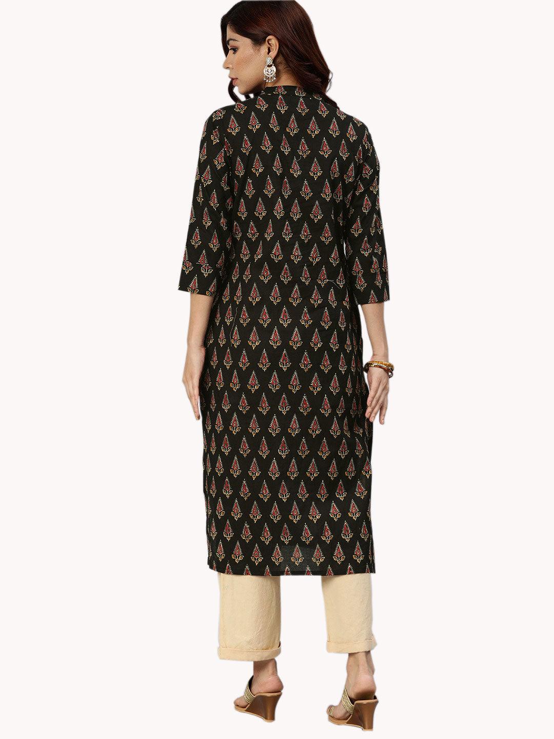  Black Buti Print Cotton Kurta 
