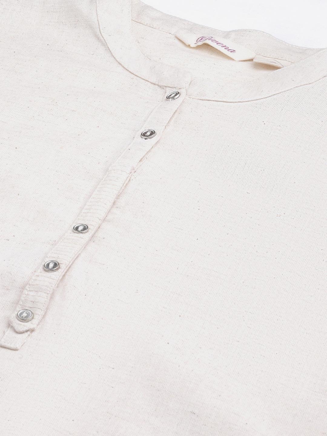  Solid Beige Cotton Kurta 