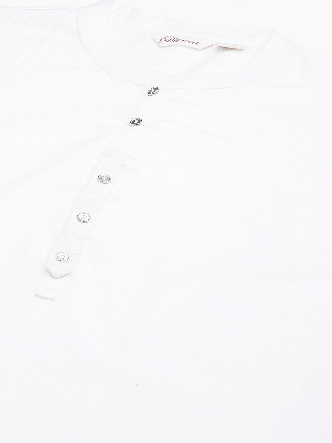  White Solid Pure Cotton Straight Kurta 