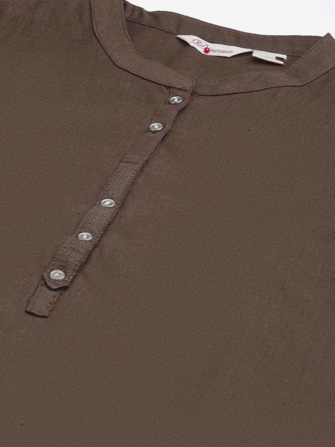  Brown Cotton Straight Kurti 