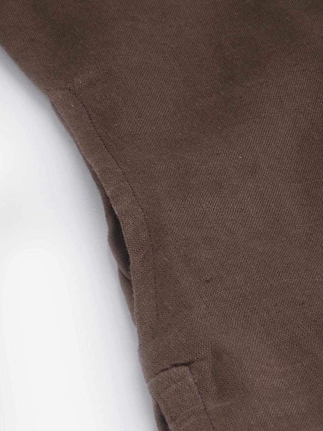 Brown Cotton Straight Kurti 