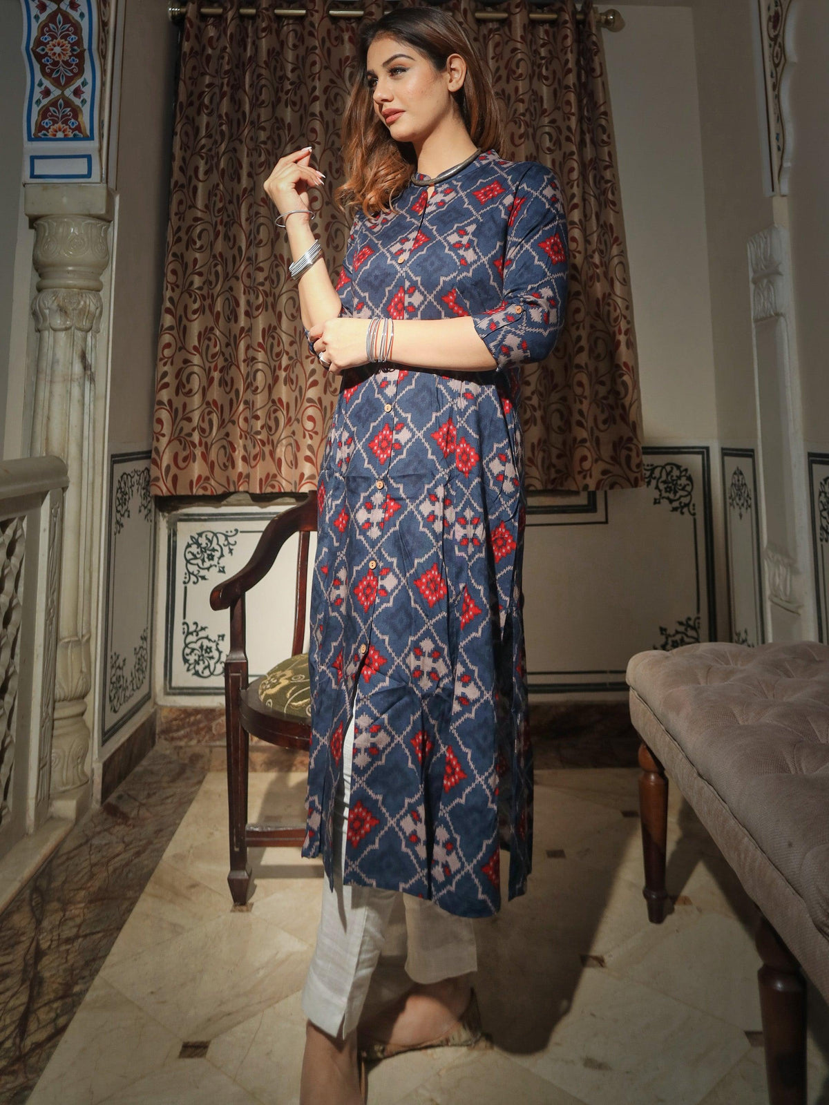  A-Line Printed Rayon Kurta  