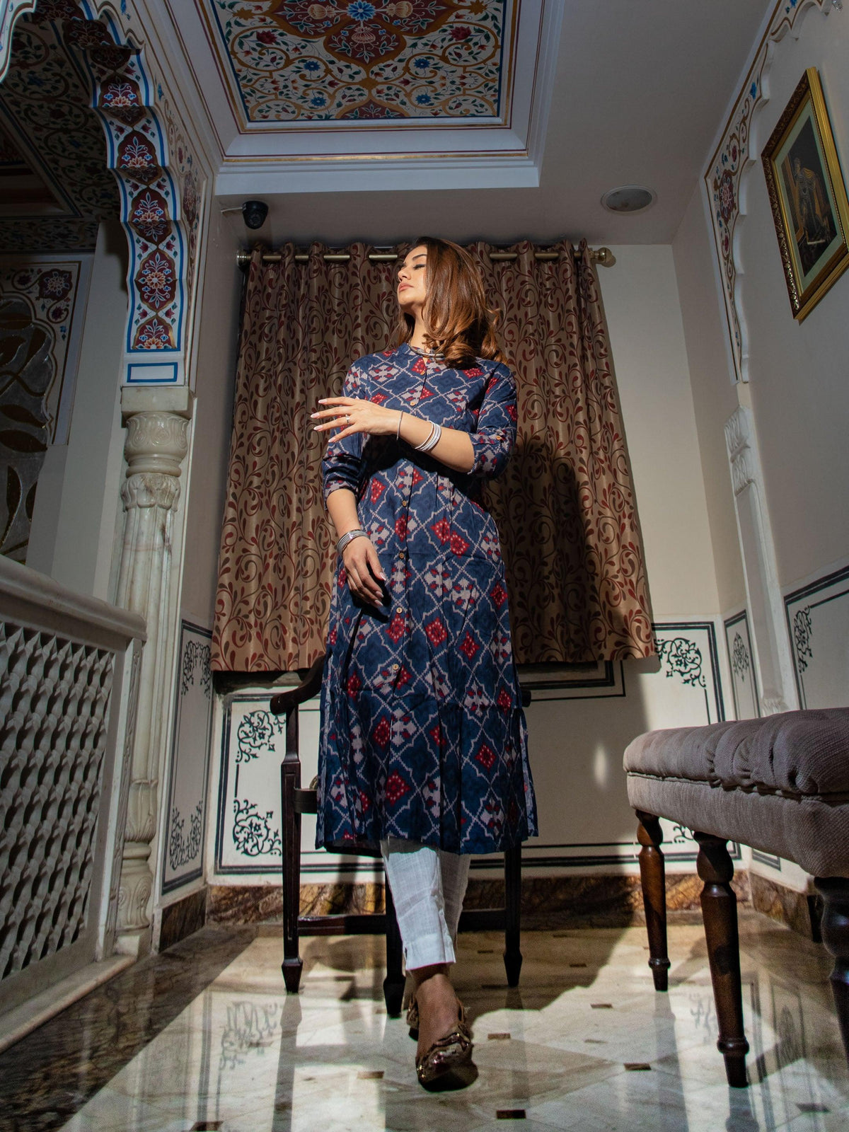  A-Line Printed Rayon Kurta  