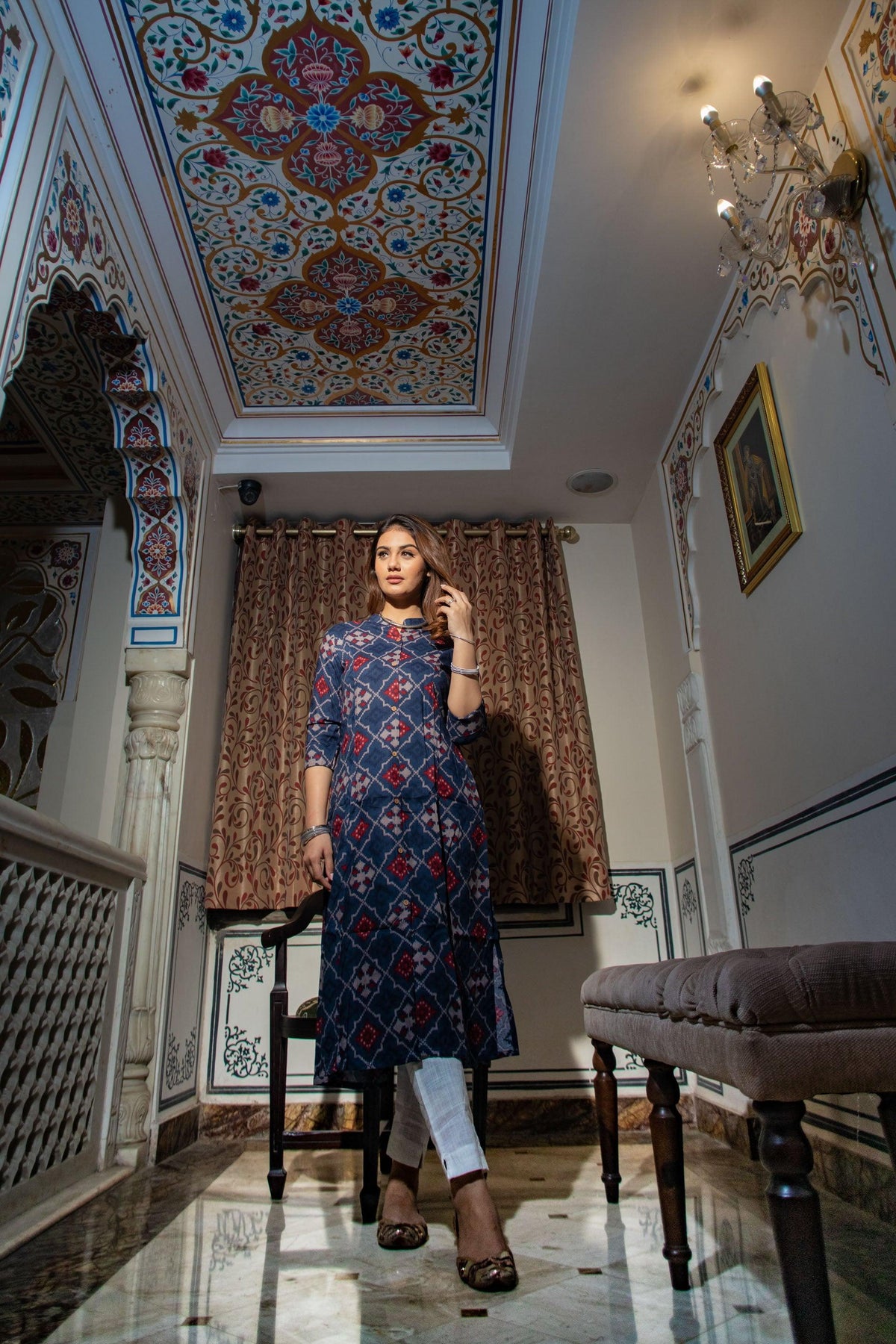  A-Line Printed Rayon Kurta  