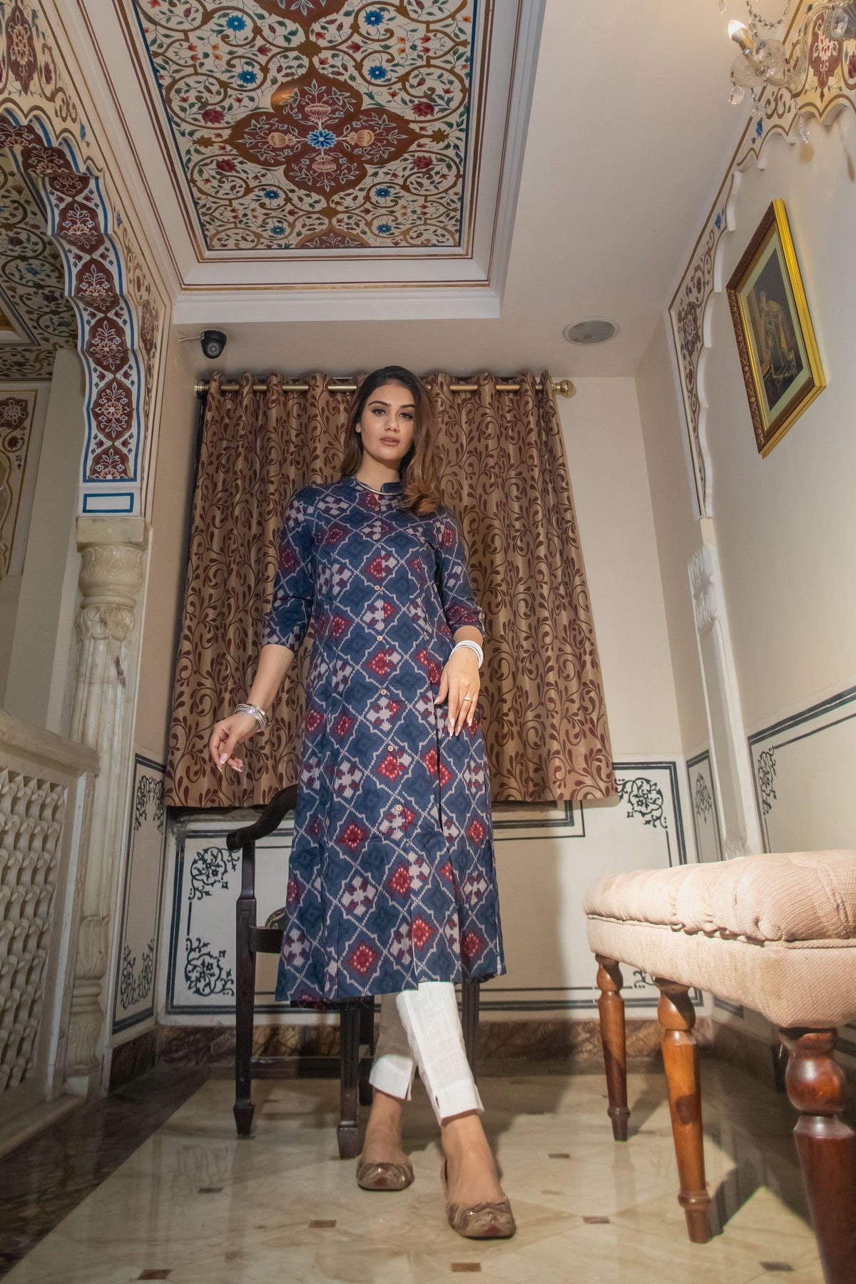  A-Line Printed Rayon Kurta  