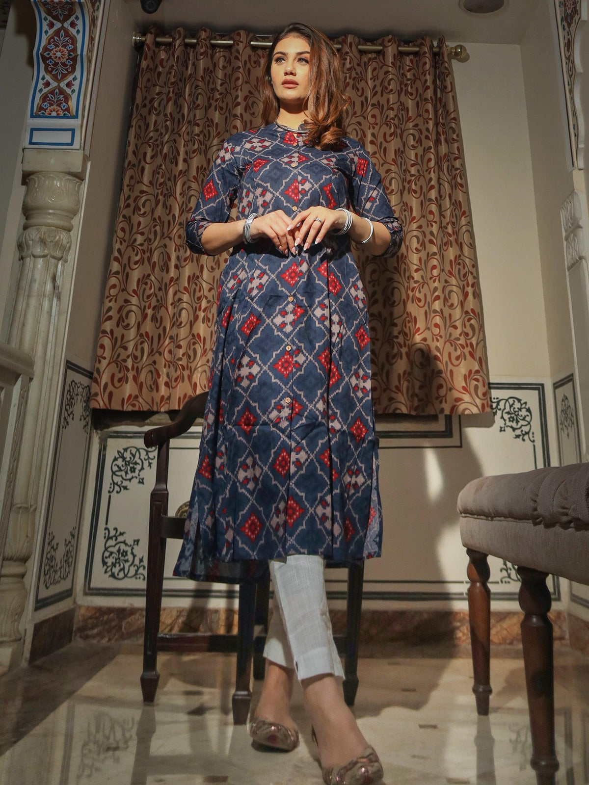  A-Line Printed Rayon Kurta  