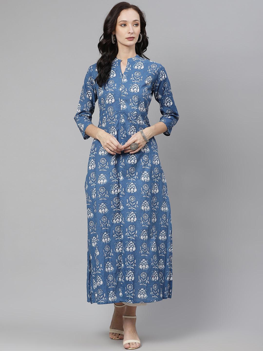  Blue Cotton shrug style kurta 
