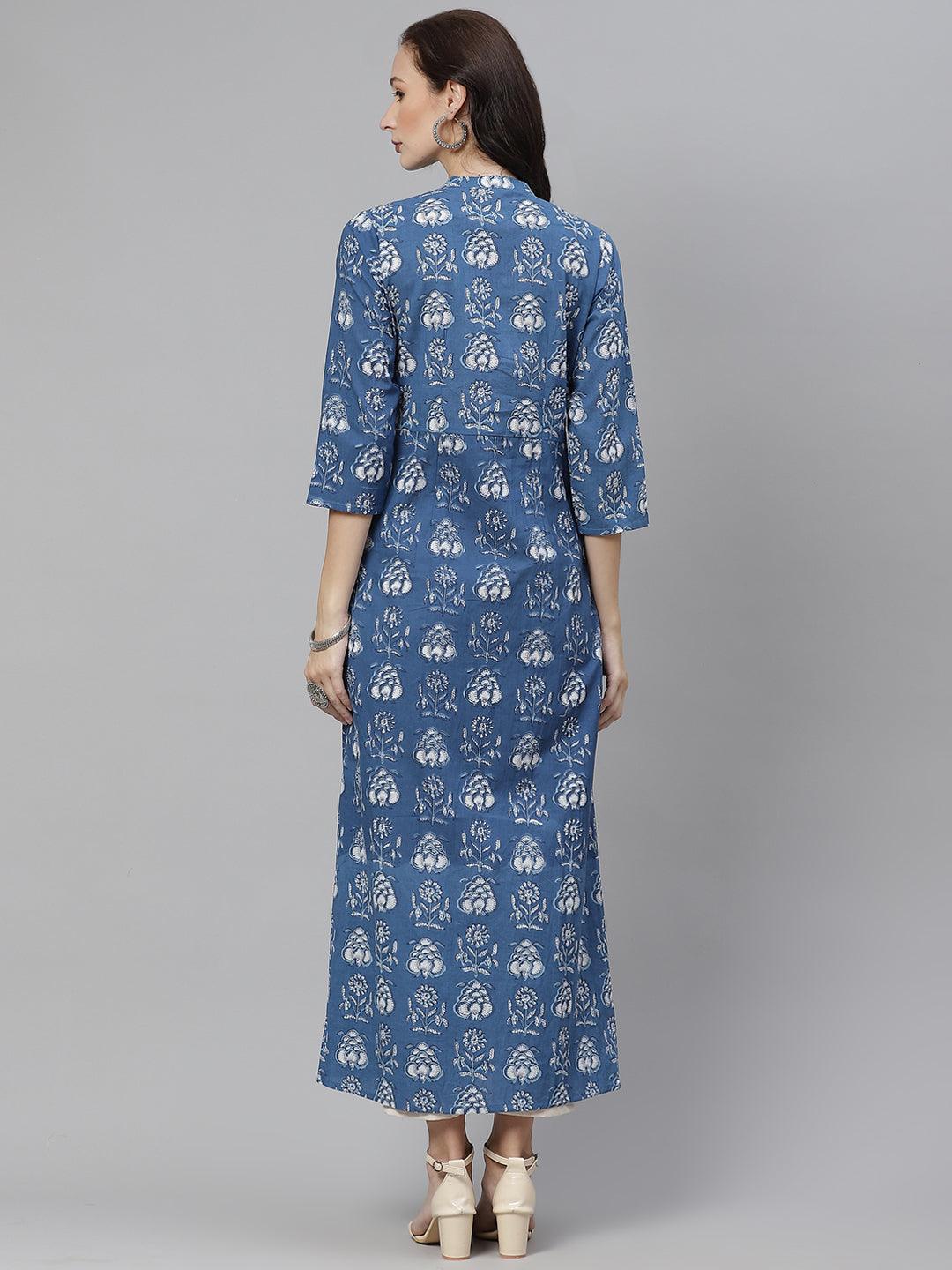  Blue Cotton shrug style kurta 