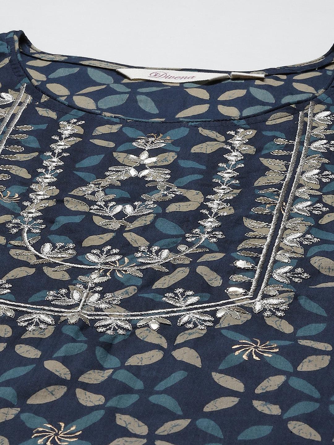  Indiogo blue Kurta Set With Palazzo 