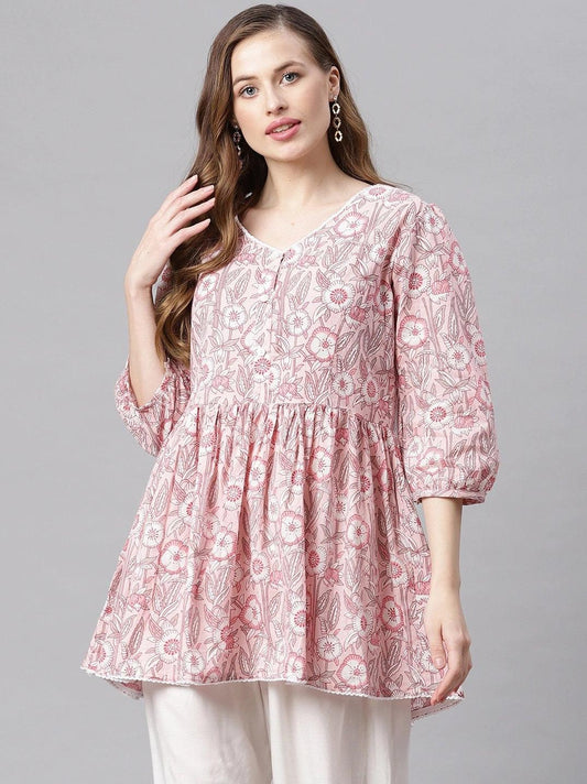  baby pink Cotton Peplum Top 
