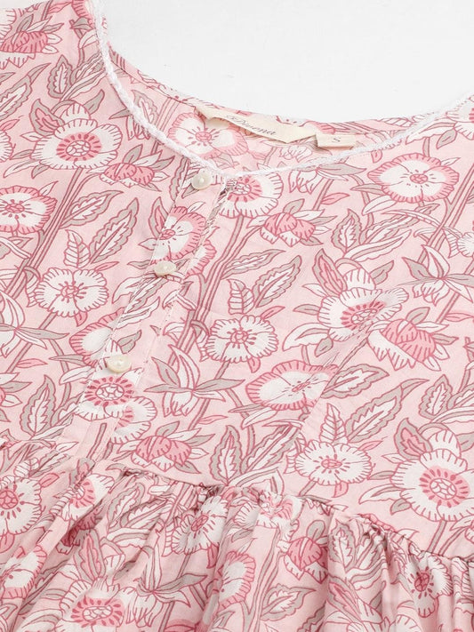 baby pink Cotton Peplum Top 