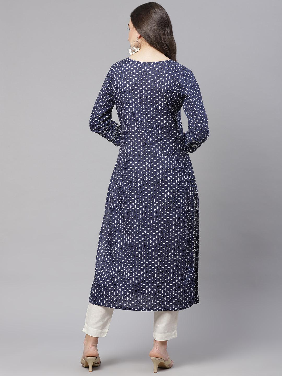  Indigo Cotton Straight Kurti 