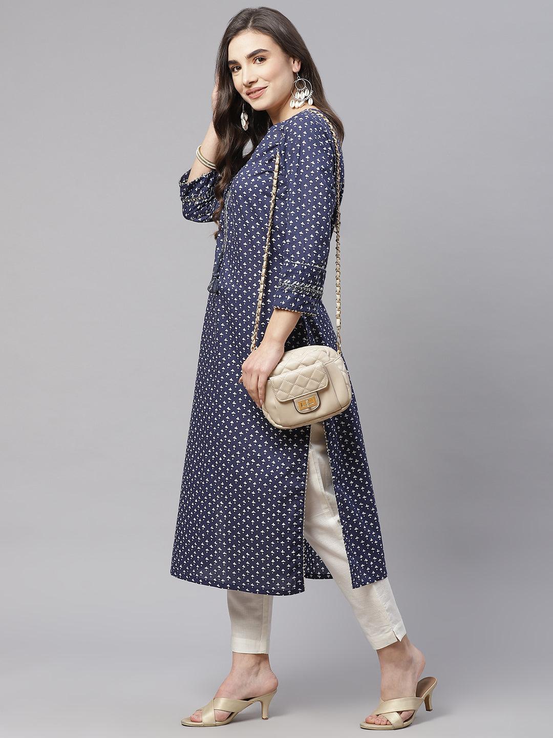  Indigo Cotton Straight Kurti 