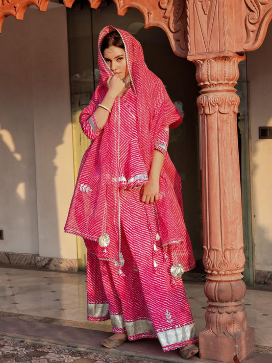  Pink Lehriya lehenga dupatta set 