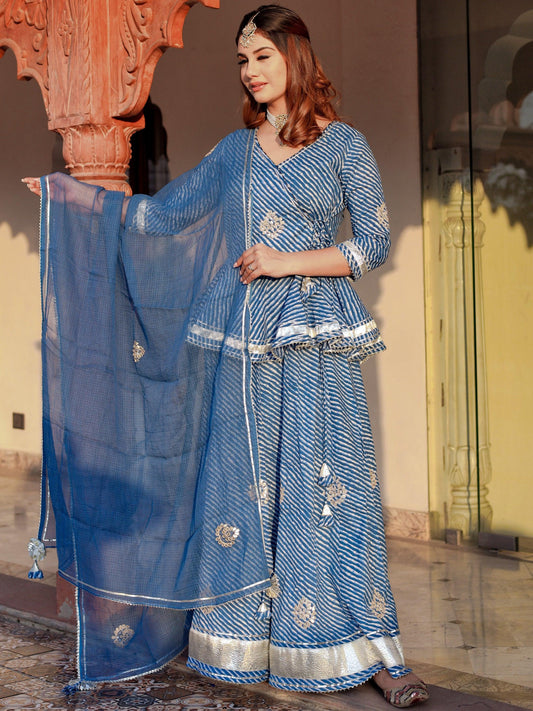  Blue Lehriya lehenga dupatta set 