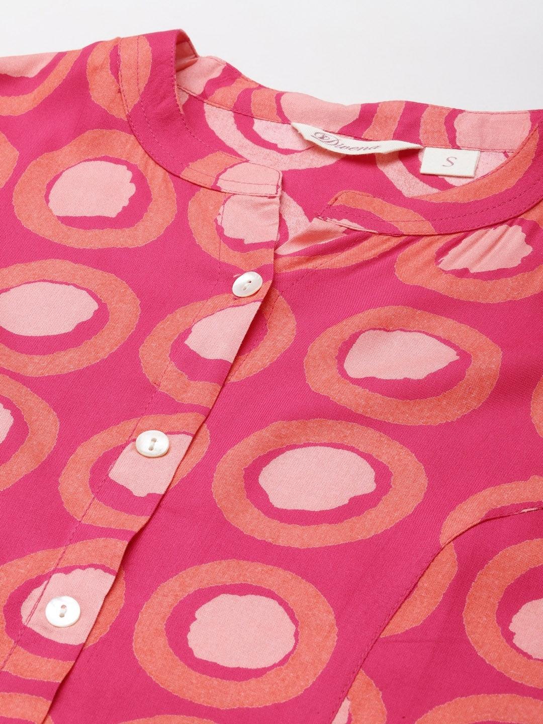 Pink Rayon Shirt Style Top 