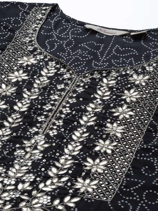  Black and White Cotton Kurta Pant Set With Dupatta 