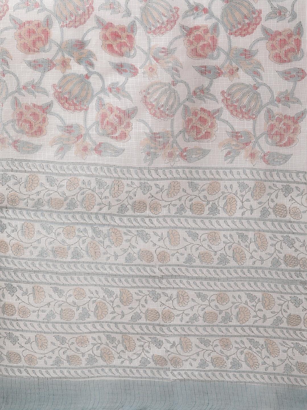  Turquoise Blue Hand Block Printed Kurta Pant Set with Dupatta 