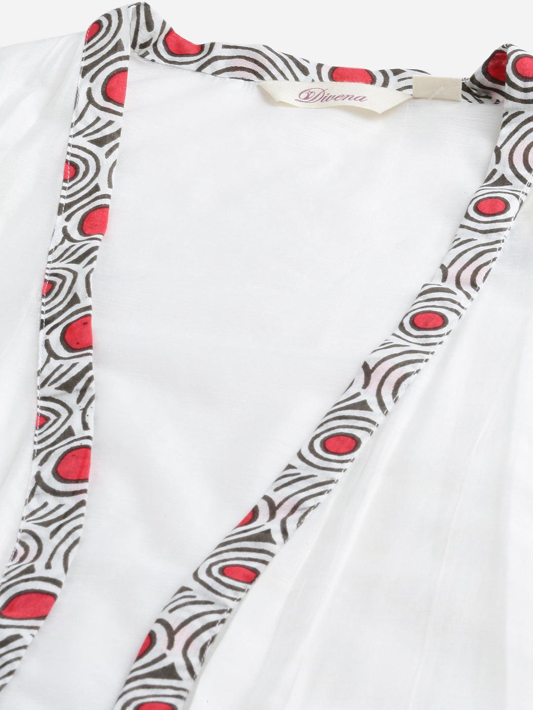  White Floral Kurta Pant Set with Chanderi Shurg