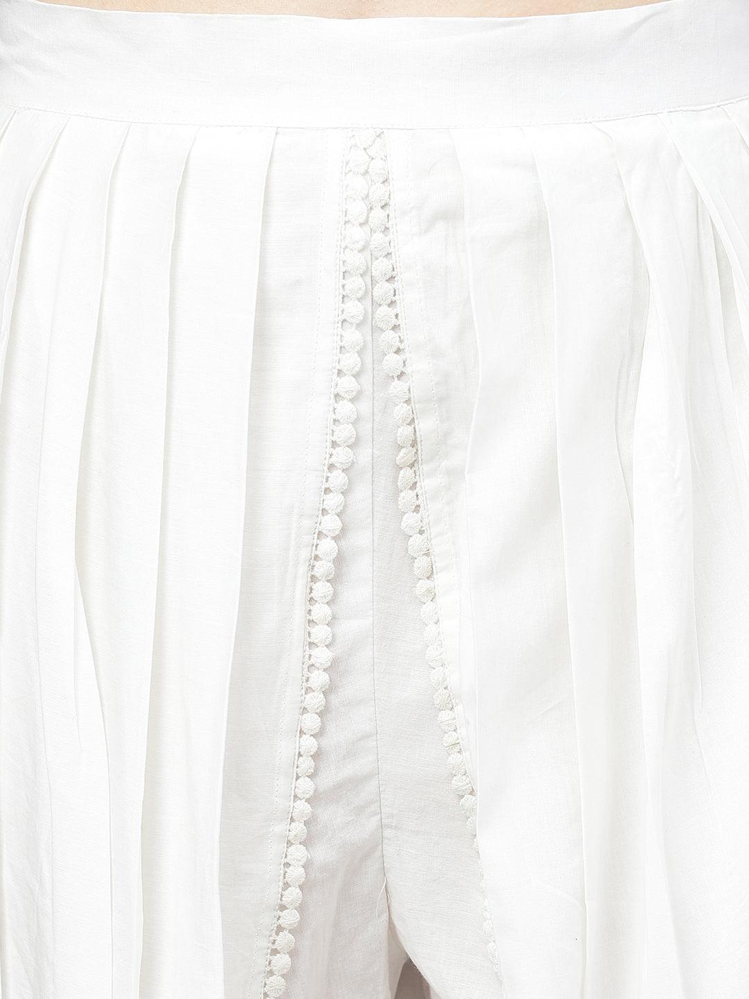  White Floral Printed Straight Kurta With tulip pant 