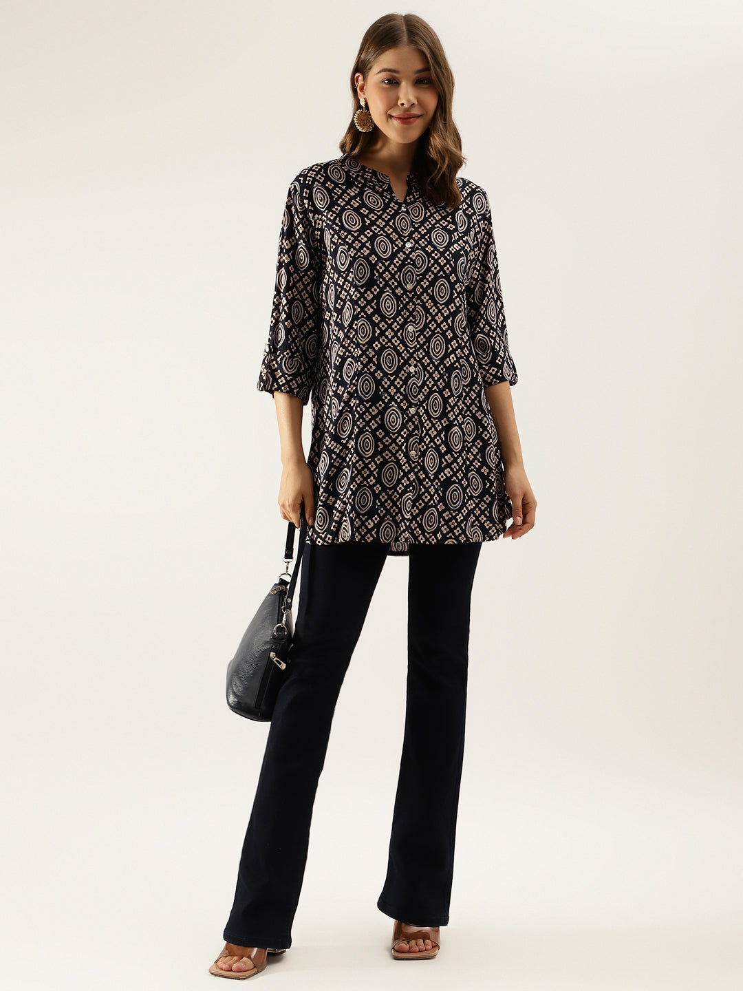 Black Asymetric Printed  top