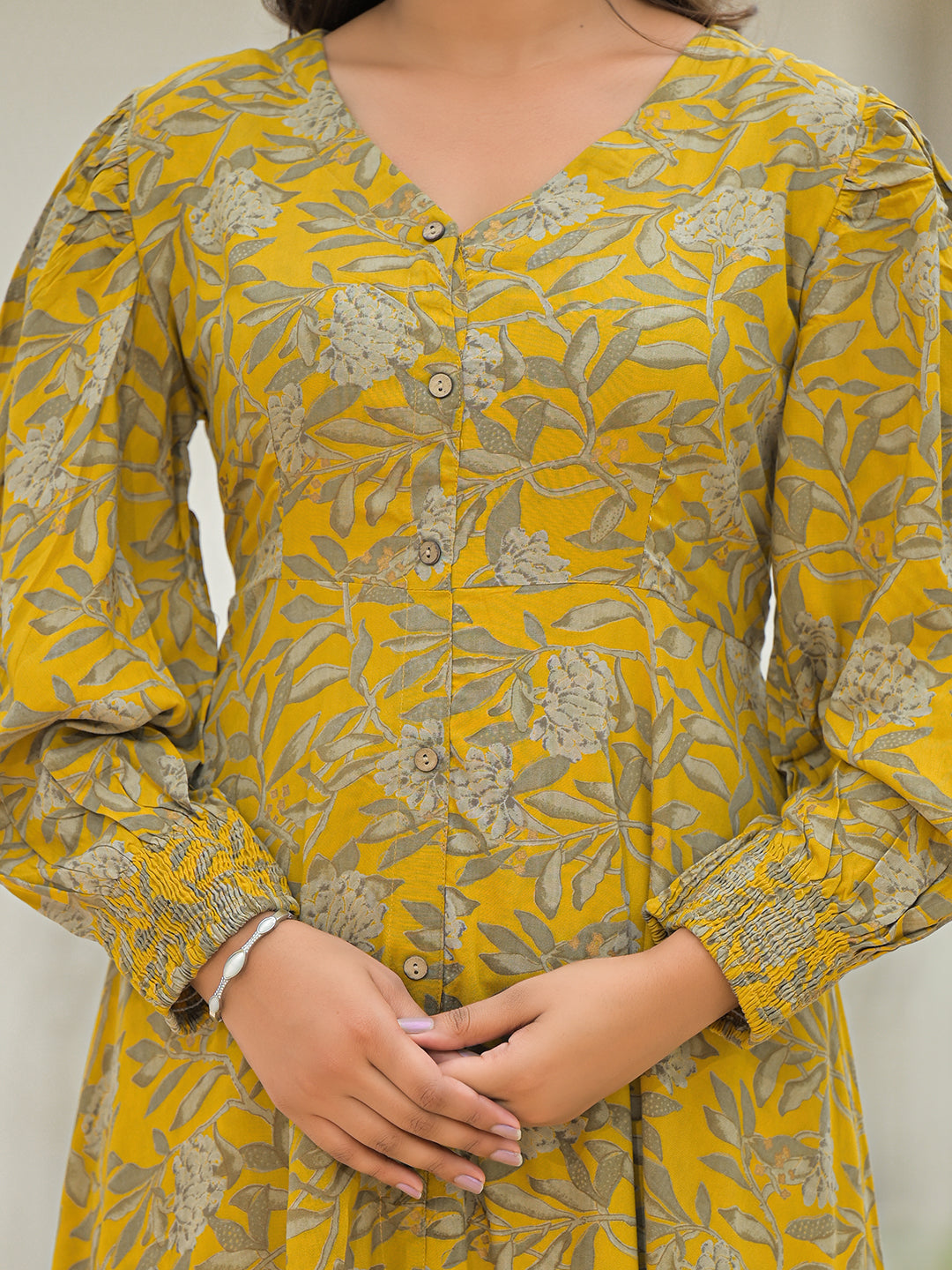 Mustard Rayon Flare Dress