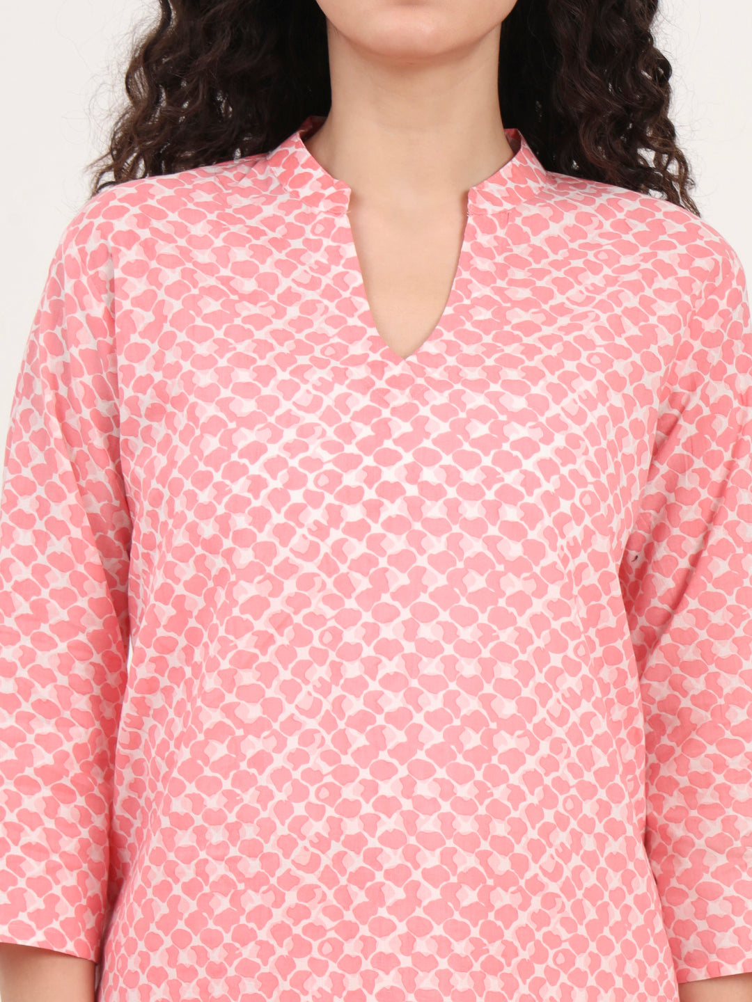 Light Pink Cotton Night Suit Set for women