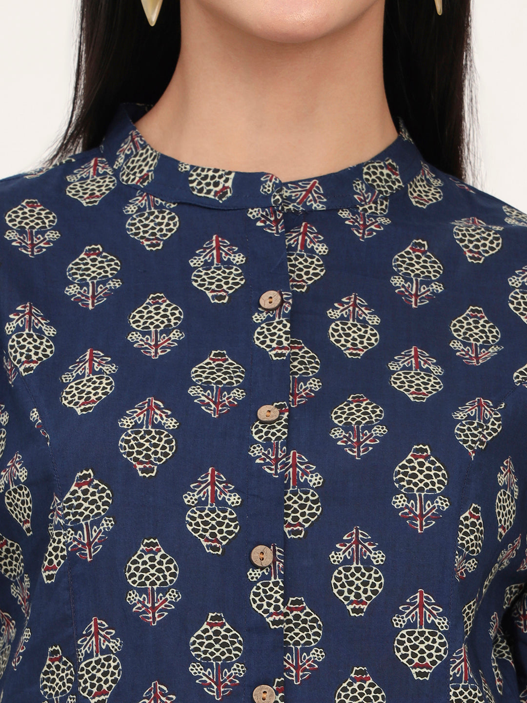 Navy Blue Cotton A-Line top