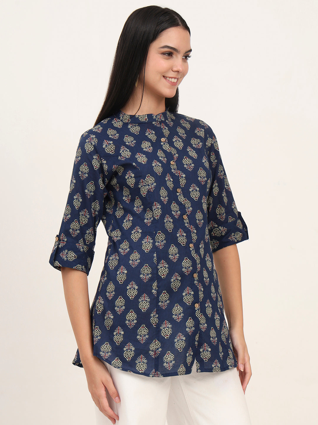 Navy Blue Cotton A-Line top