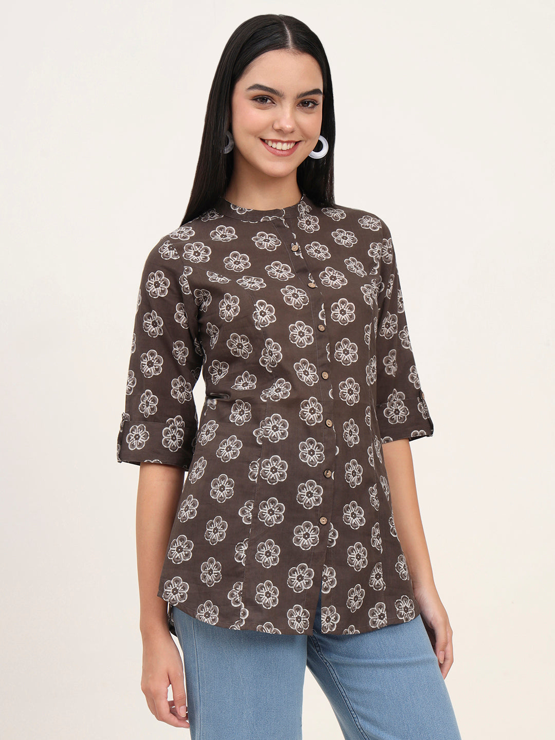 Grey Cotton A-Line top