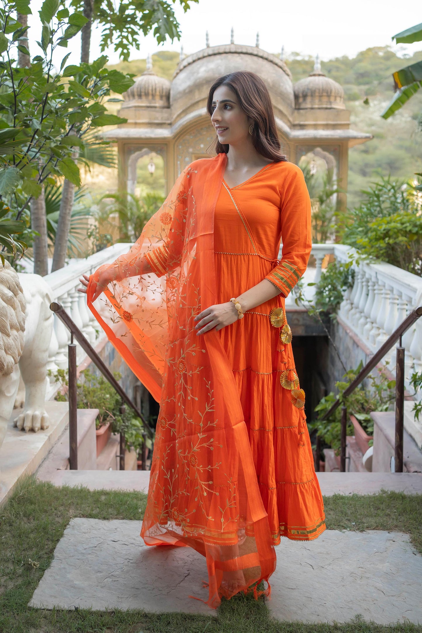 Orange Marwadi Rang Cotton Suit Set