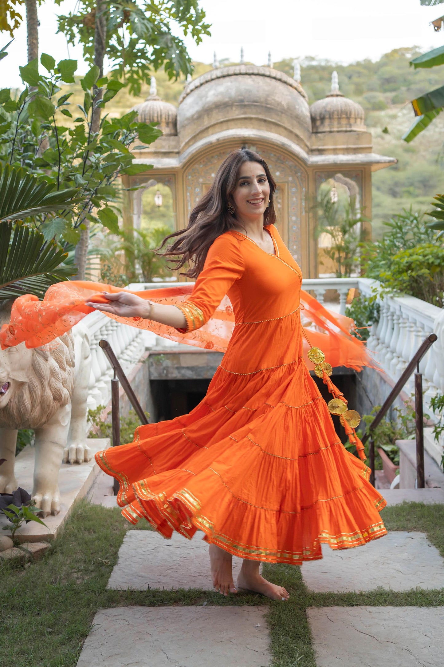 Orange Marwadi Rang Cotton Suit Set