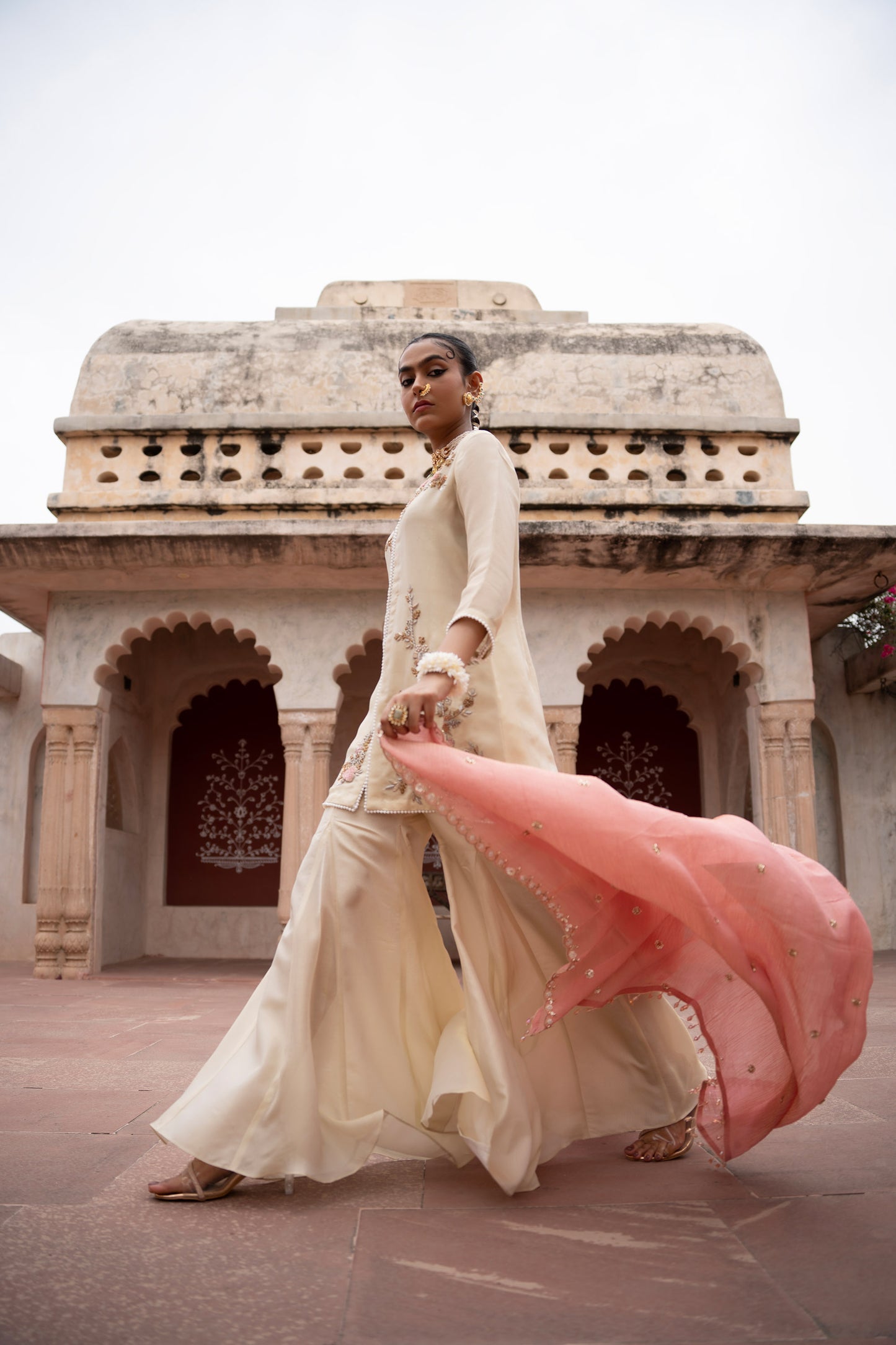 Gulbahaar Hand-Embroidered Gharara Set