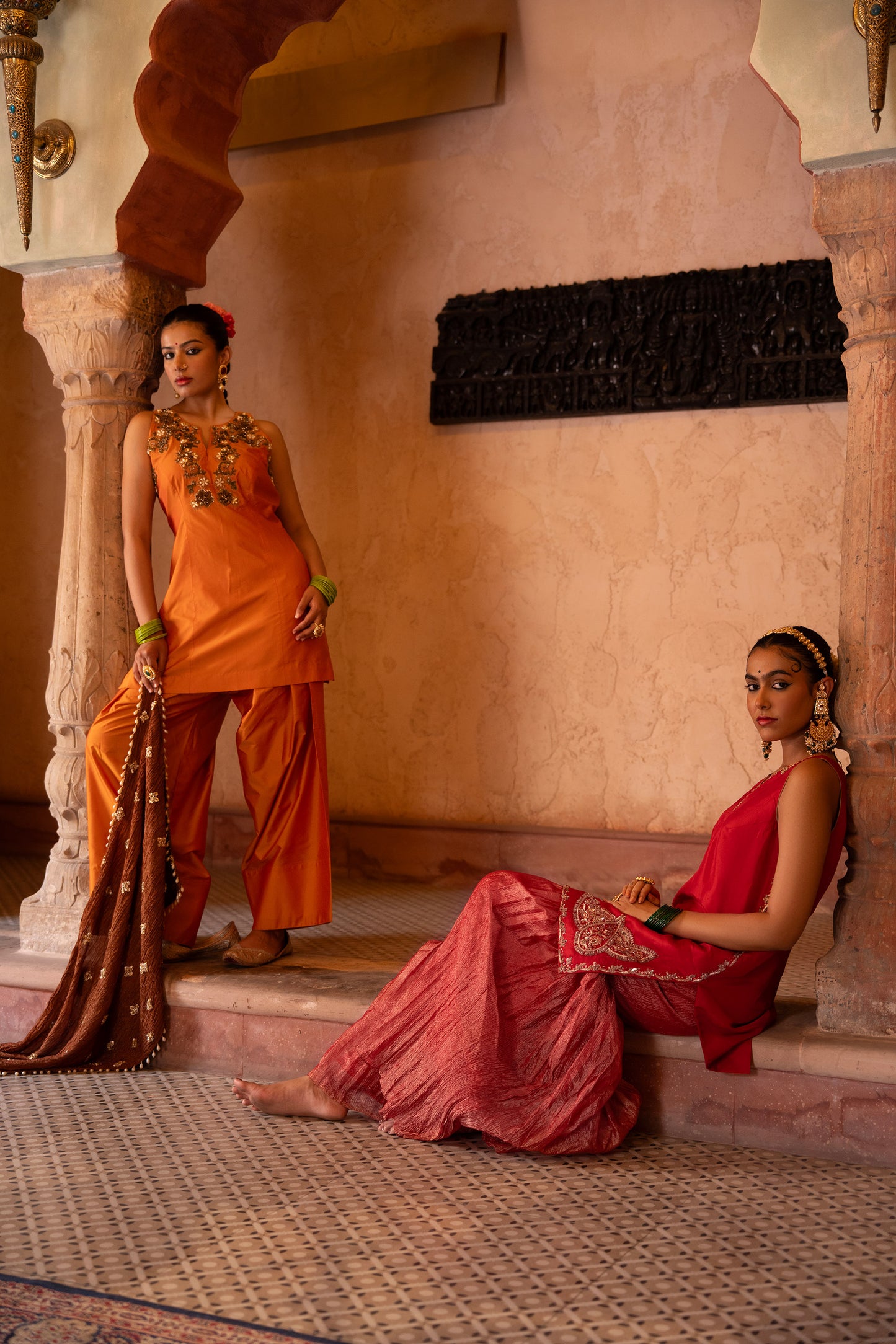 Laal Rang Hand-Embroidered Gharara Set