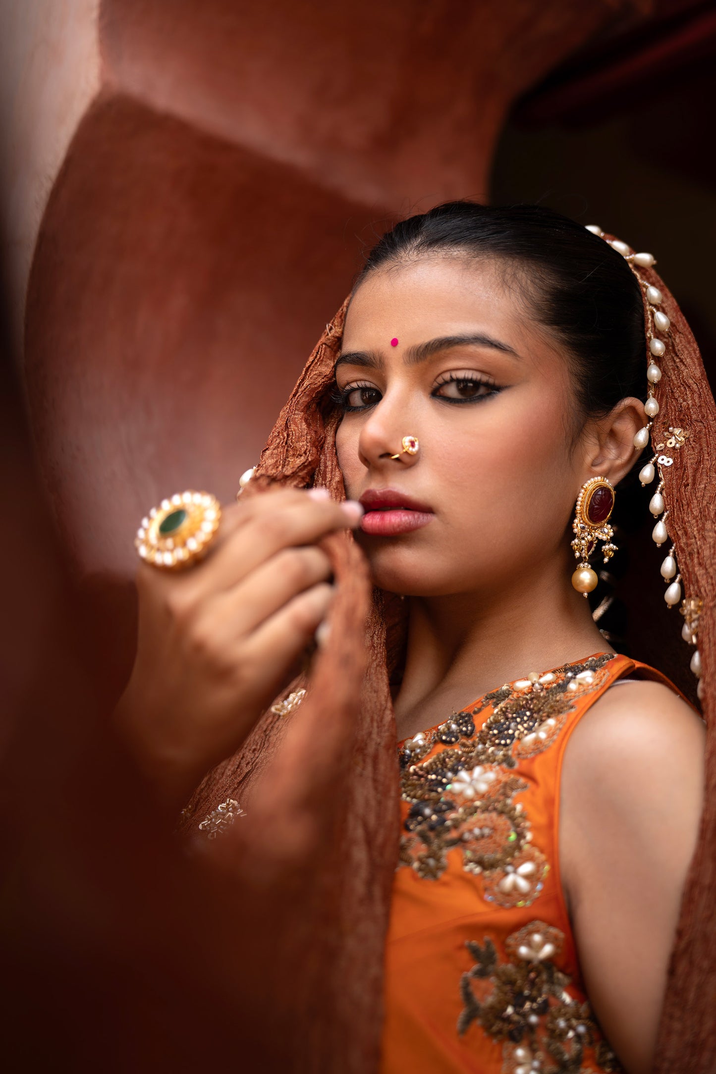 Kesariya Noor Hand-Embroidered Farshi Set