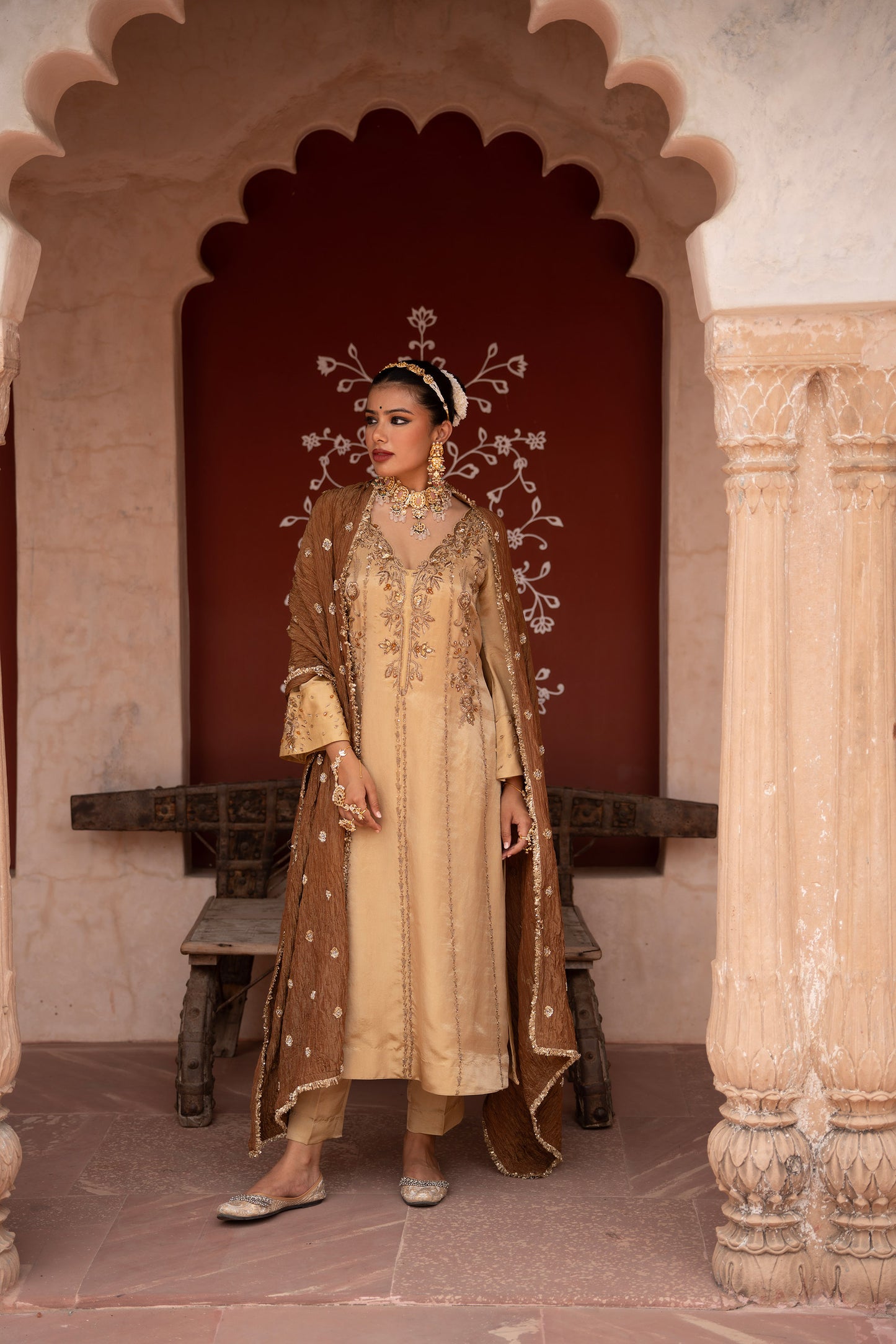 Zar Baari Hand-Embroidered A-line Kurta Set