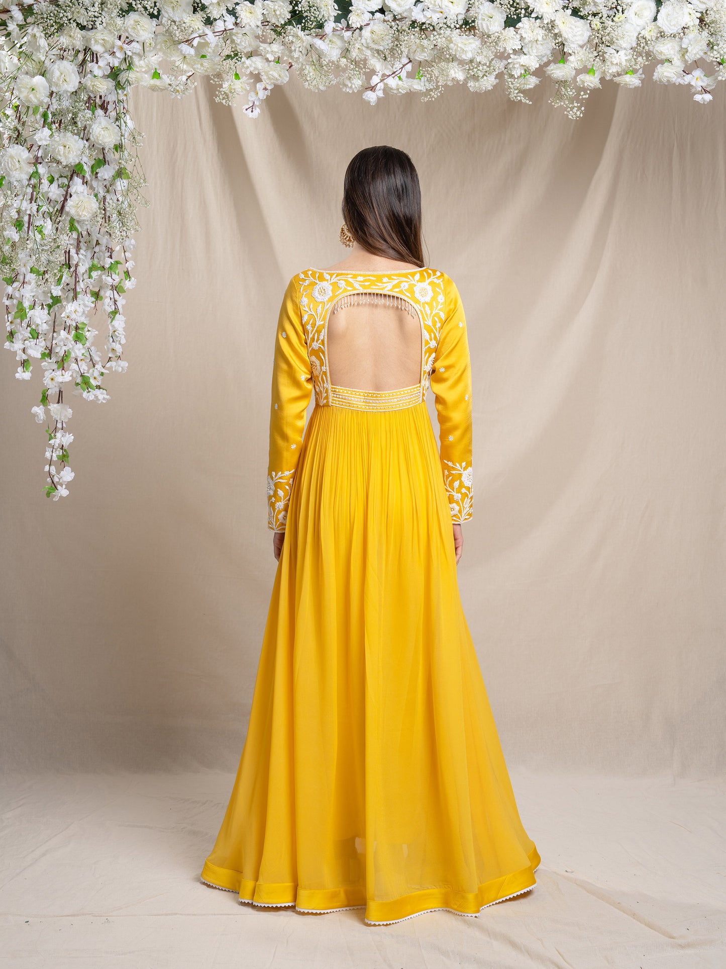 Yellow Anarkali Set With Matching Pants And Dupatta