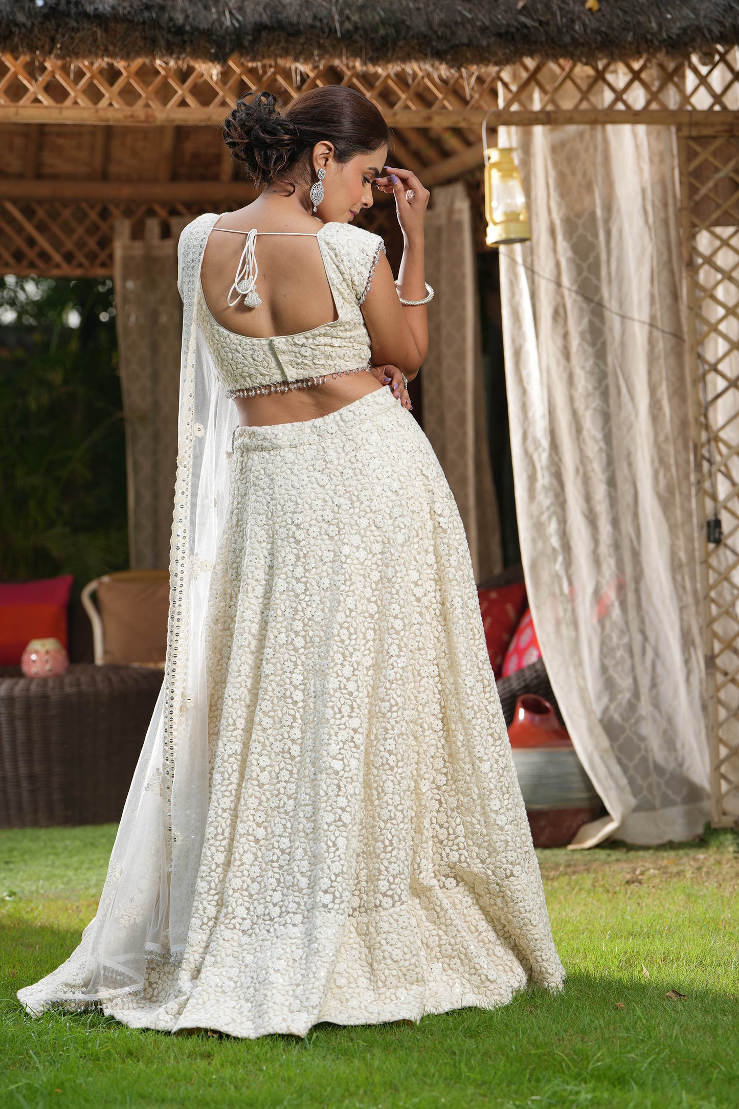 Ivory Embroidered Lehenga Set for Bride