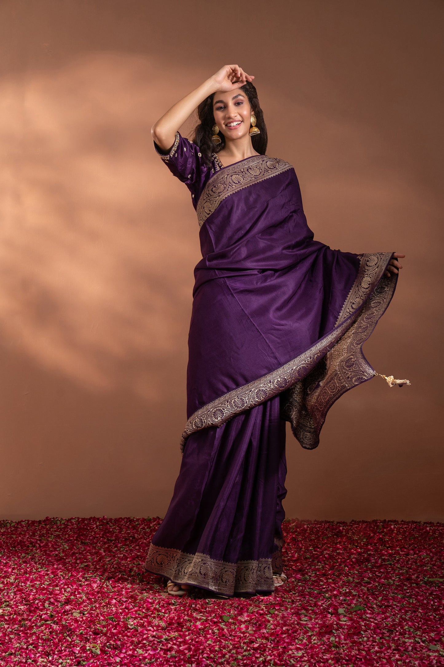 Banarasi Saree In Banarasi Silk With Weaved Floral Jaal All Over