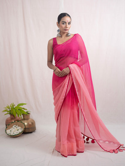Pink Malika Kota Cotton Saree